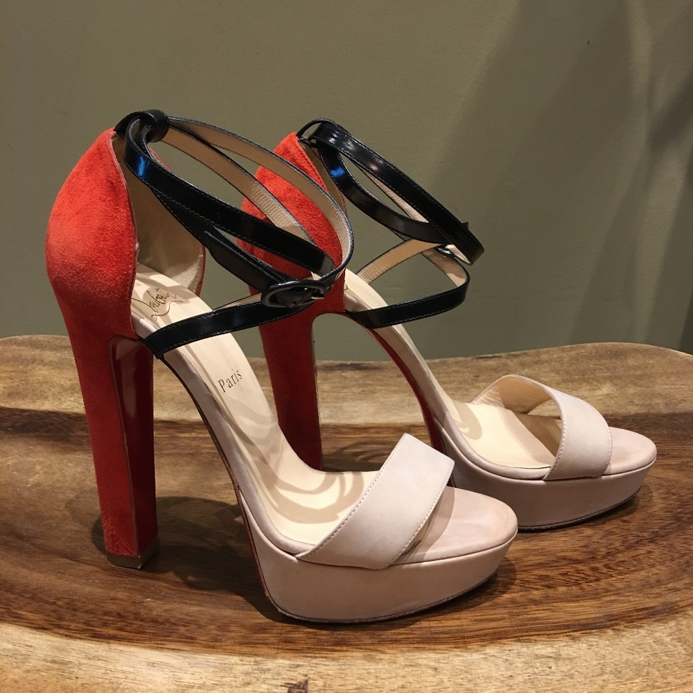 Christian Louboutin Red and Black Sandals